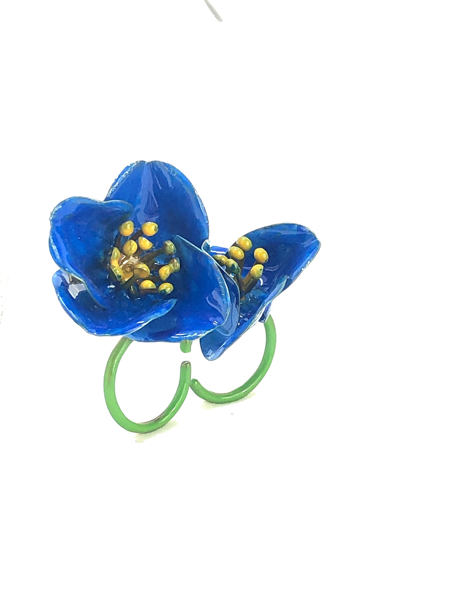 Anillo doble amapolas azules esmaltado
