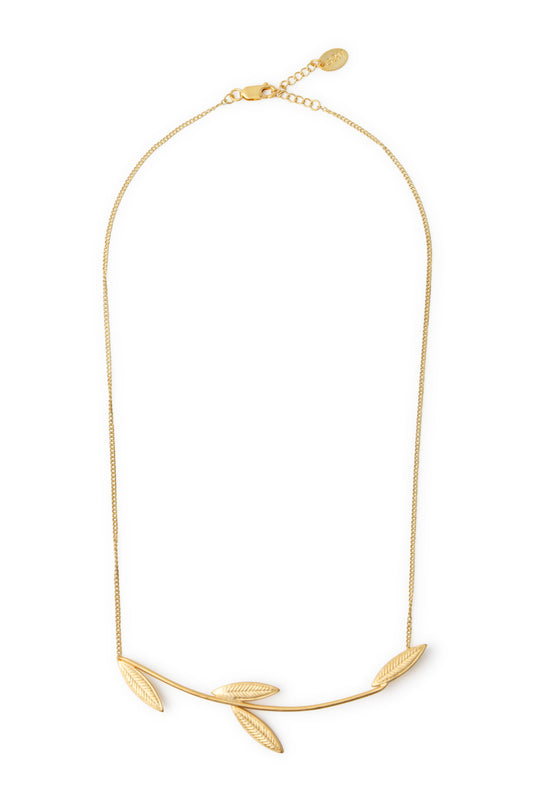 Collier Feuille en or mat moyen plaqué or 24 carats