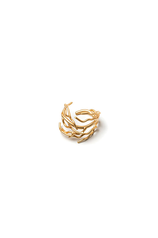Anillo Coral baño oro 24ct y esmaltado a mano