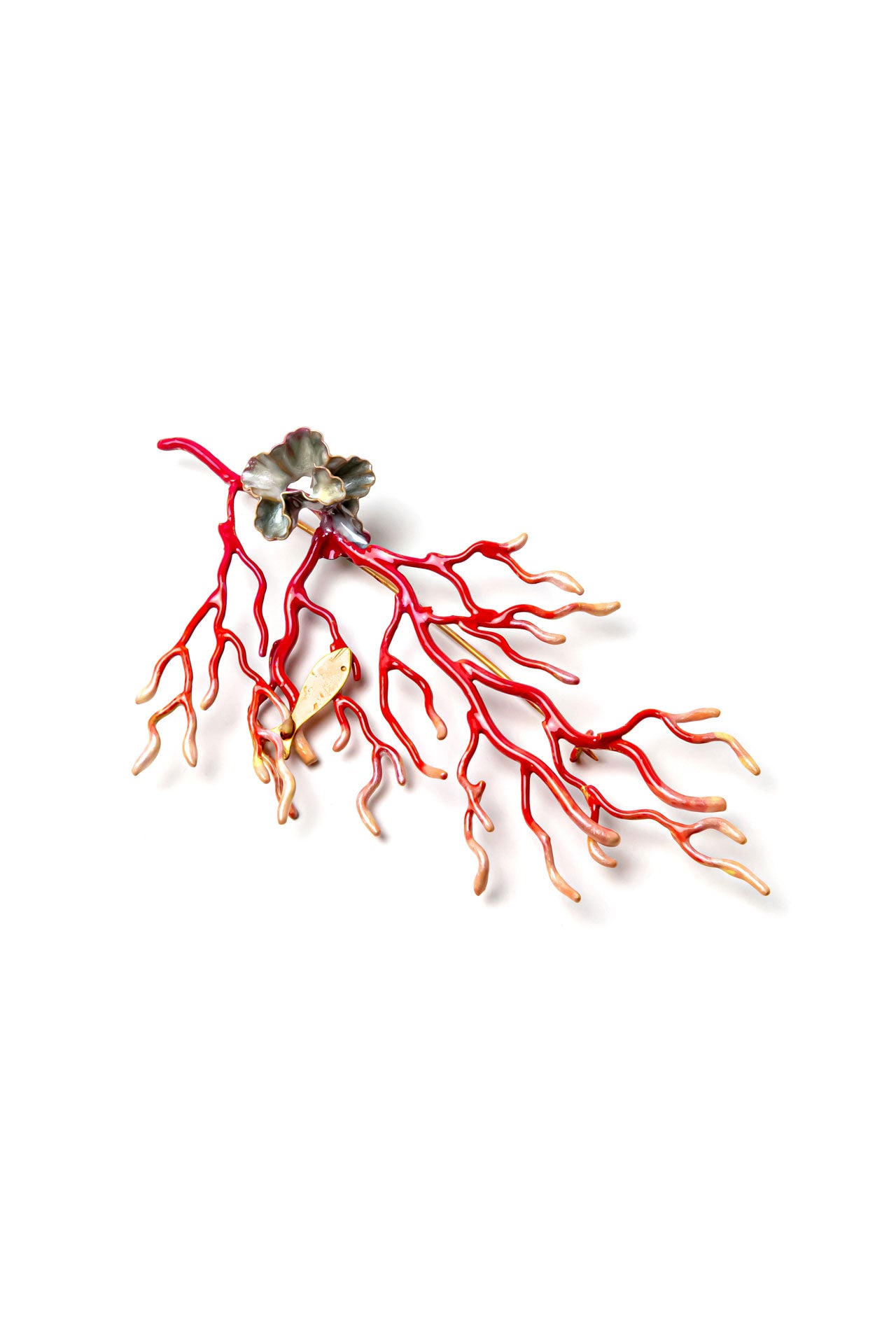 Broche Coral baño oro 24ct y esmaltado a mano | Joyería de Autor – Ginger & Velvet
