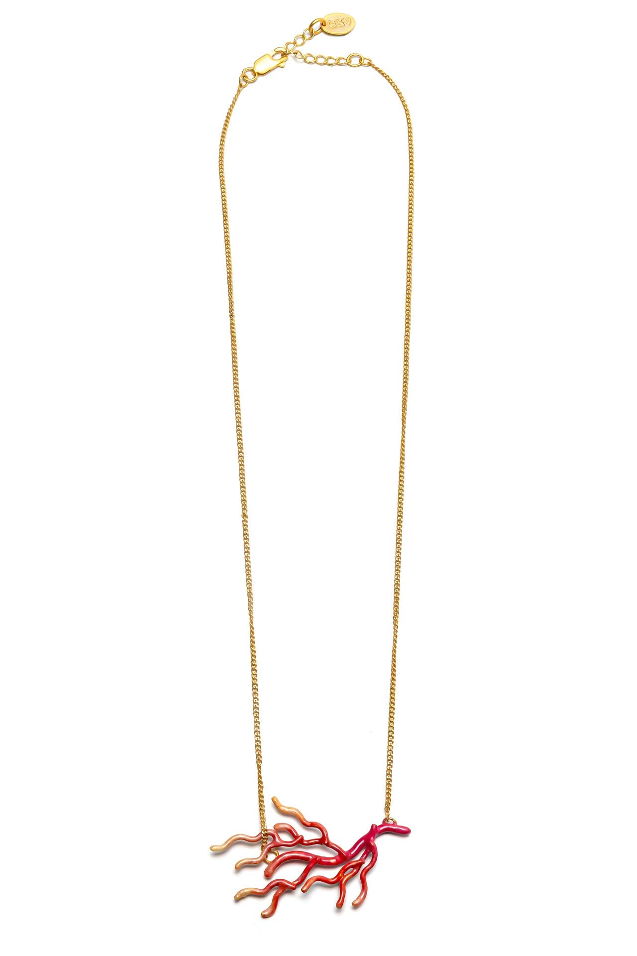Collar Coral pequeño baño de oro 24ct y esmaltado a mano