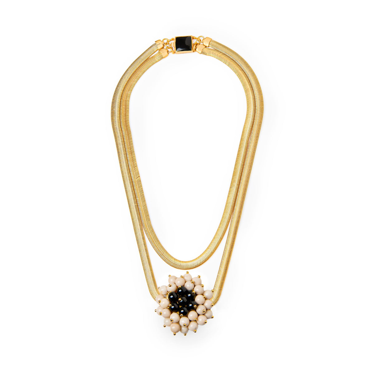 Collar Jackie grande de ágatas dorado mate, detalle 4