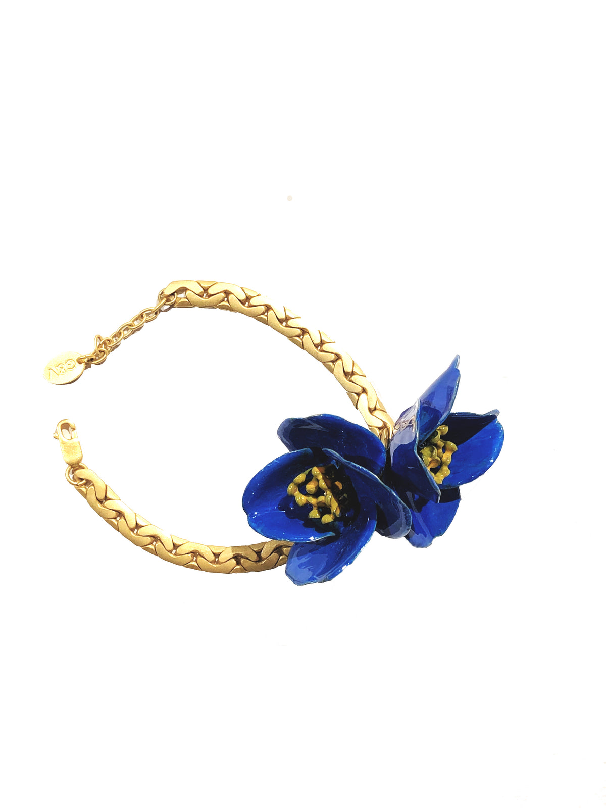 Pulsera amapolas azules esmaltada a mano