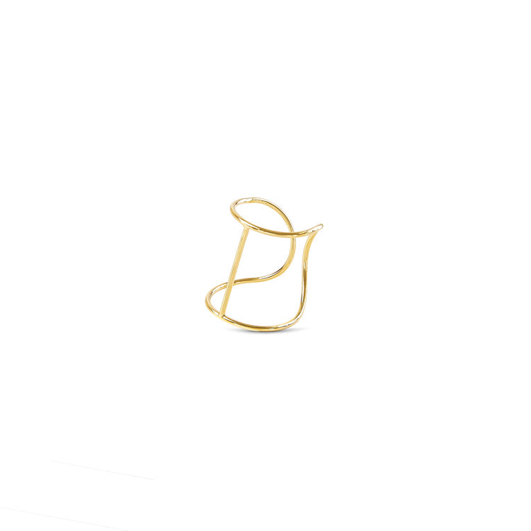Polished 24ct gold plated Tube L ring