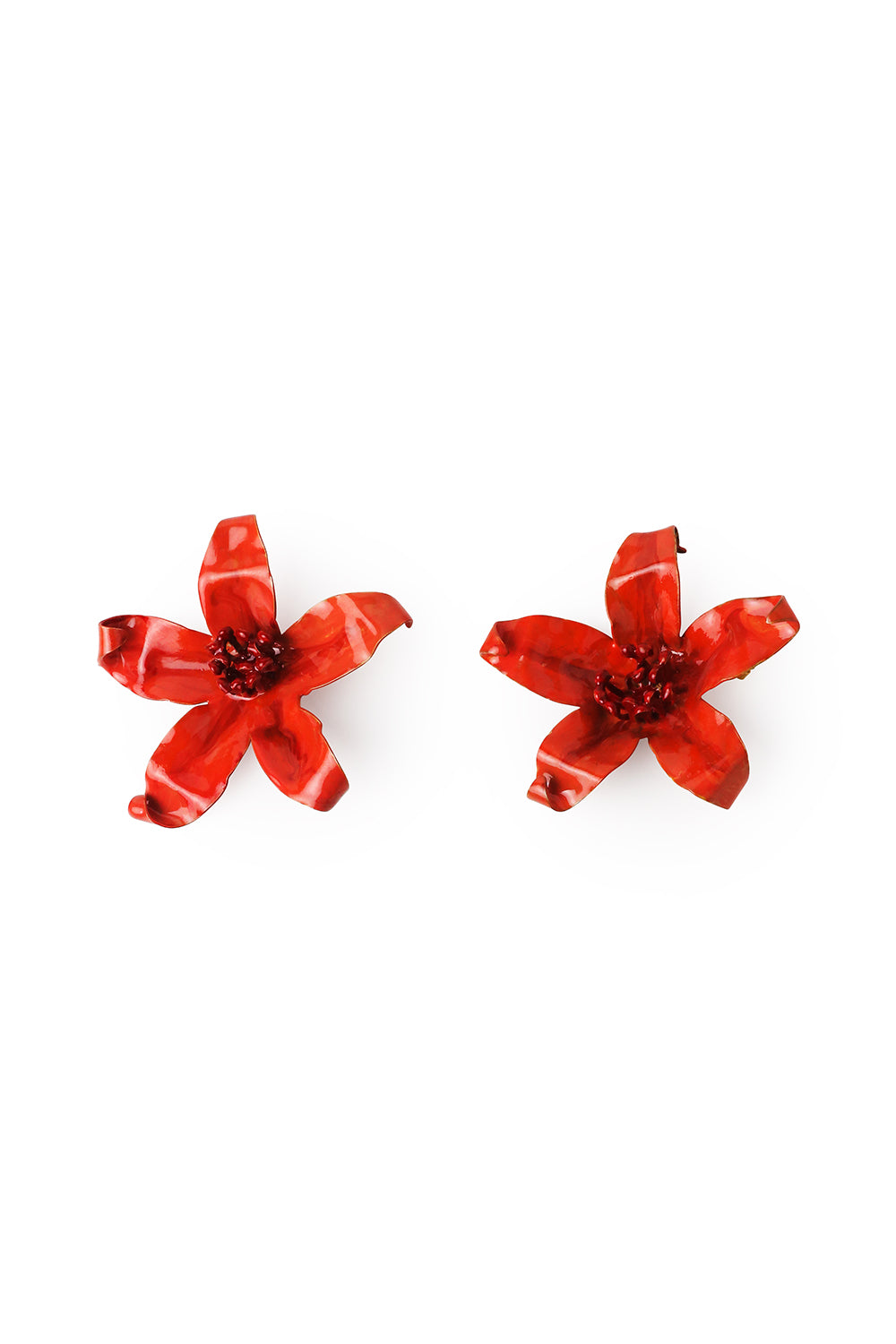 Grande boucle d'oreille fleur en or mat Plaqué or 24 carats