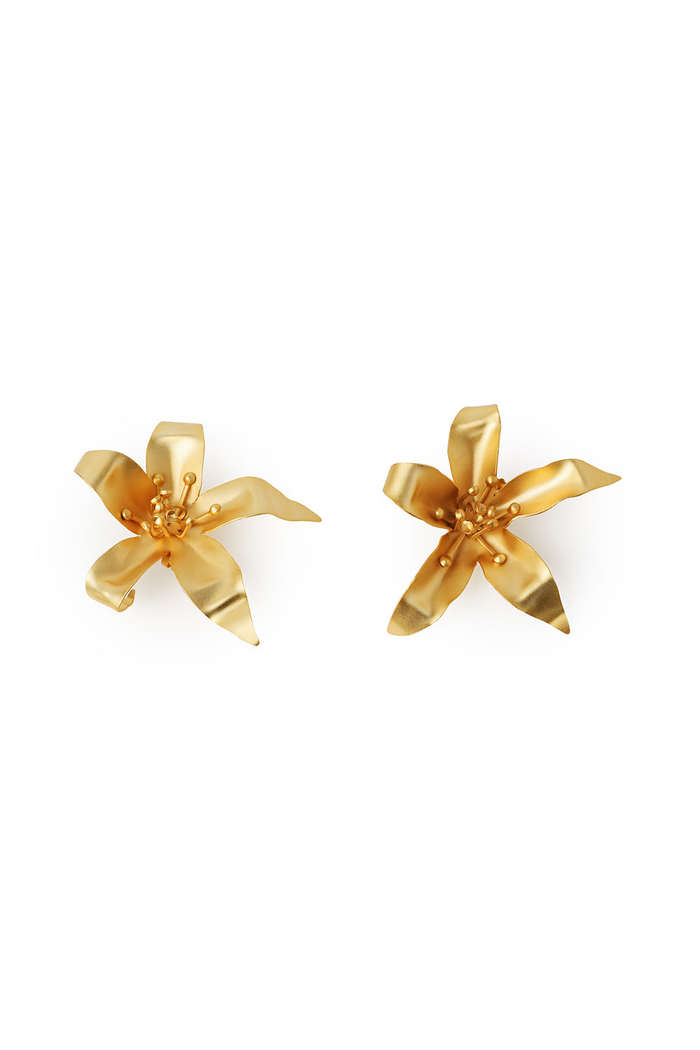 Grande boucle d'oreille fleur en or mat Plaqué or 24 carats