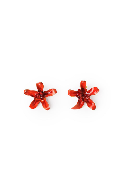 Petite boucle d'oreille Flowers en or mat Plaqué or 24 carats