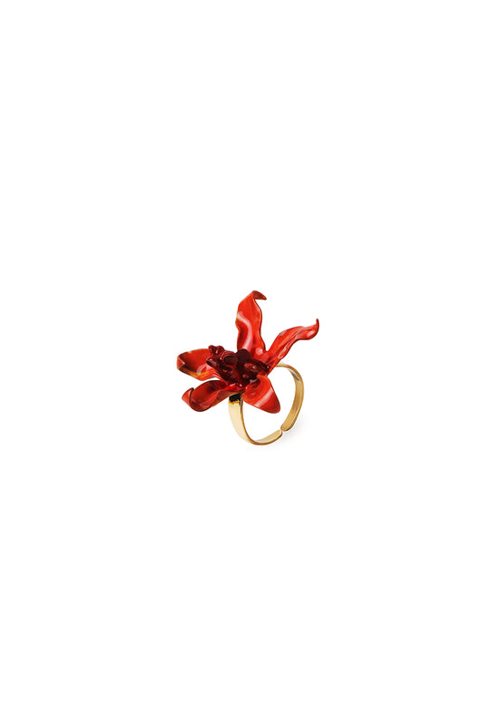 Petite bague fleur en or mat plaqué or 24 carats