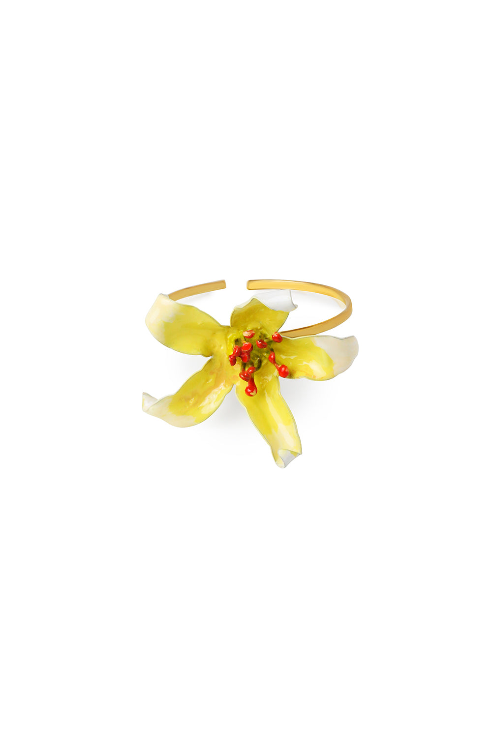 Pulsera grande Flores dorado mate baño en oro 24ct