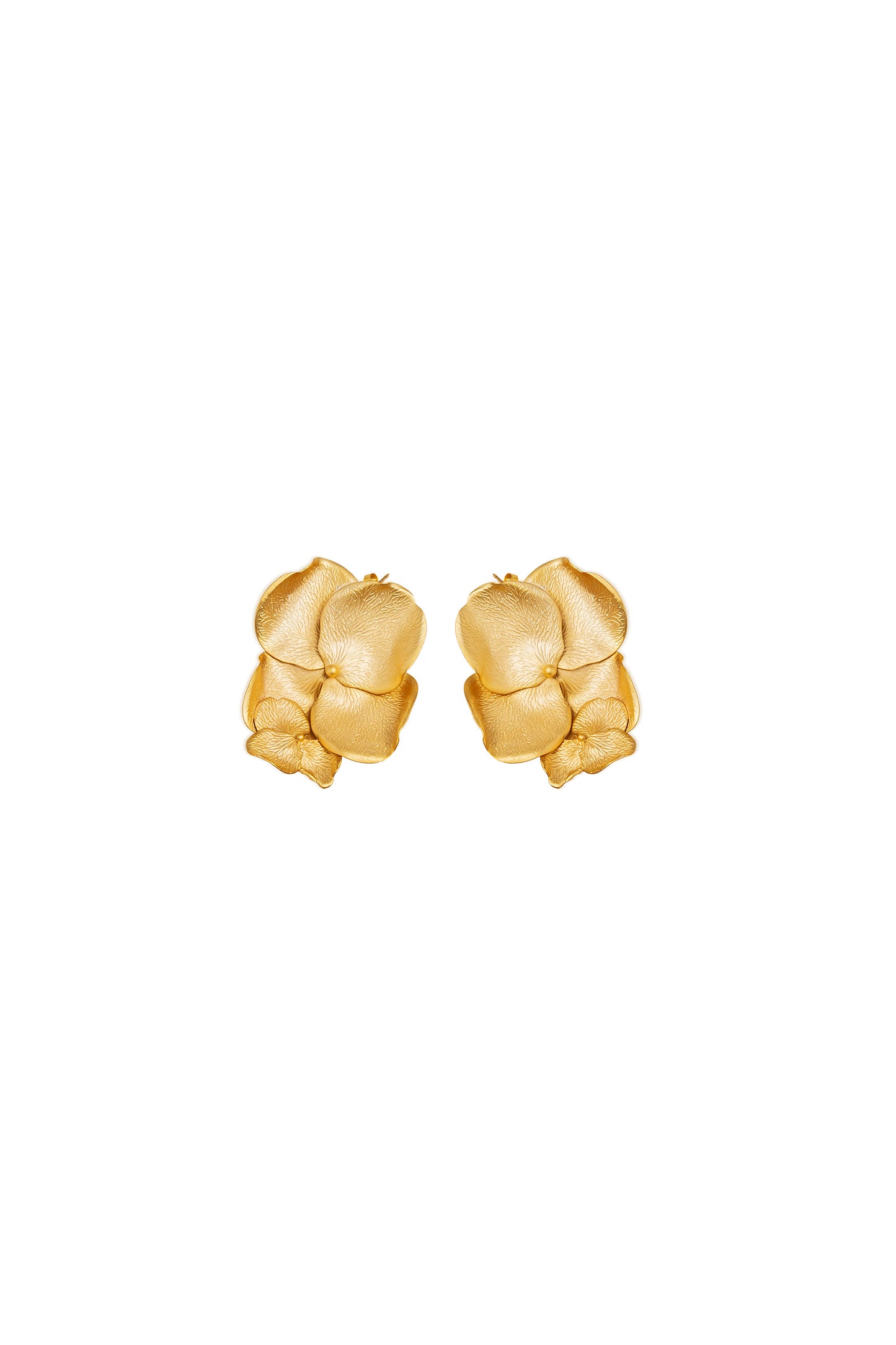 Grande boucle d'oreille fleur Havane en or ou émail