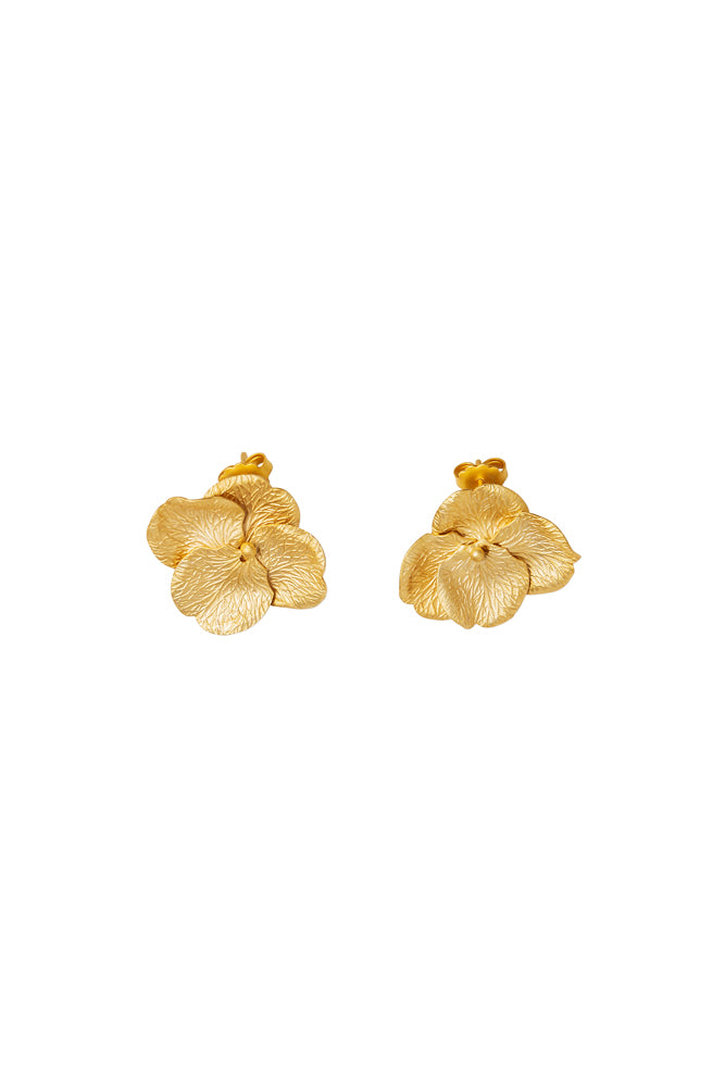 Petite boucle d'oreille fleur Havane dorée ou émaillée