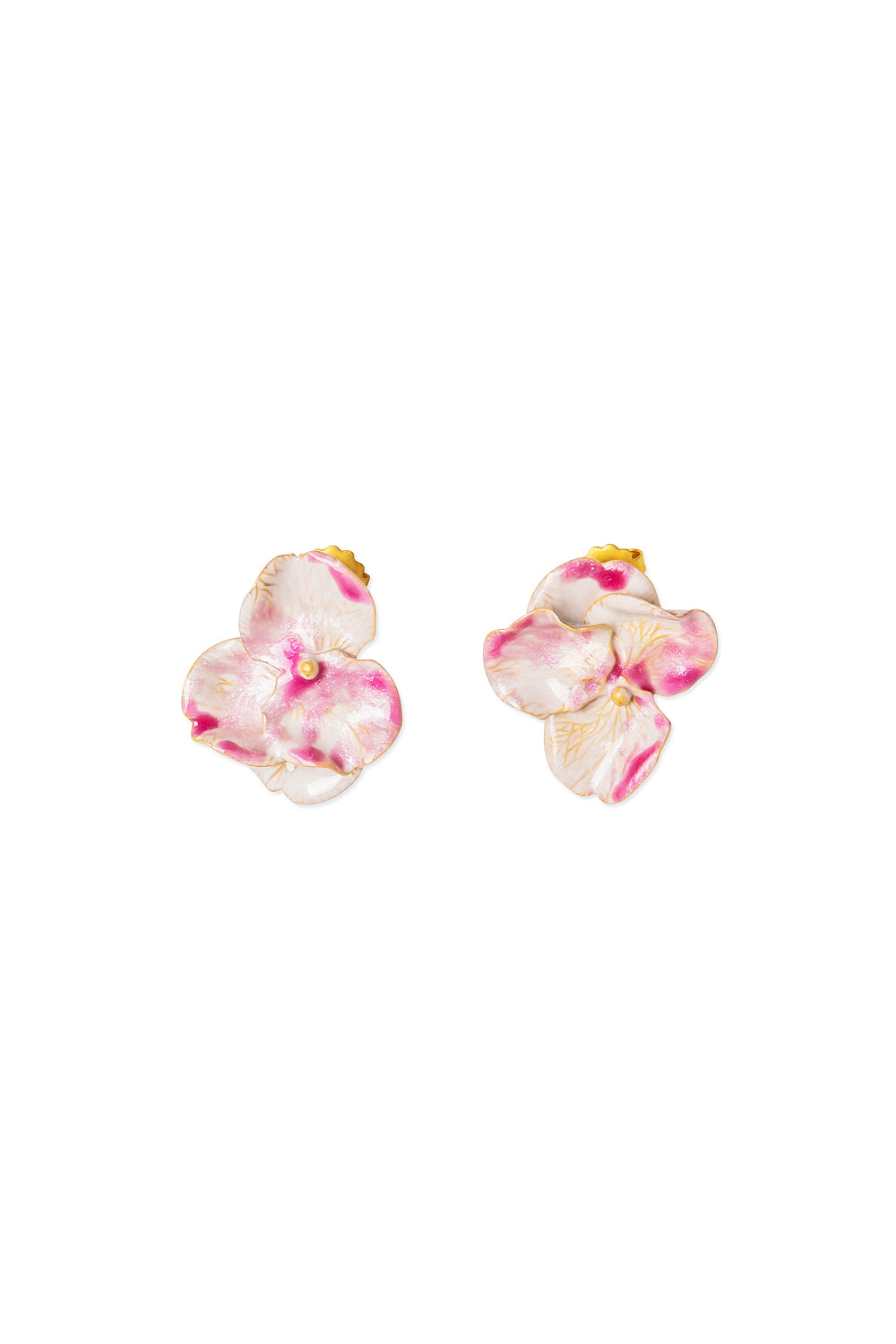 Petite boucle d'oreille fleur Havane dorée ou émaillée