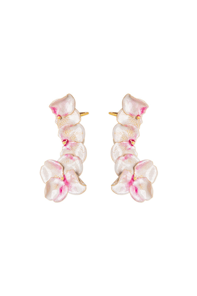 Boucle d'oreille fleur de Havane grimpante en or ou émail