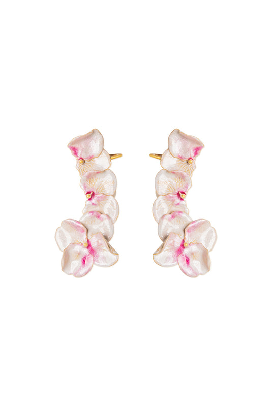 Boucle d'oreille fleur de Havane grimpante en or ou émail