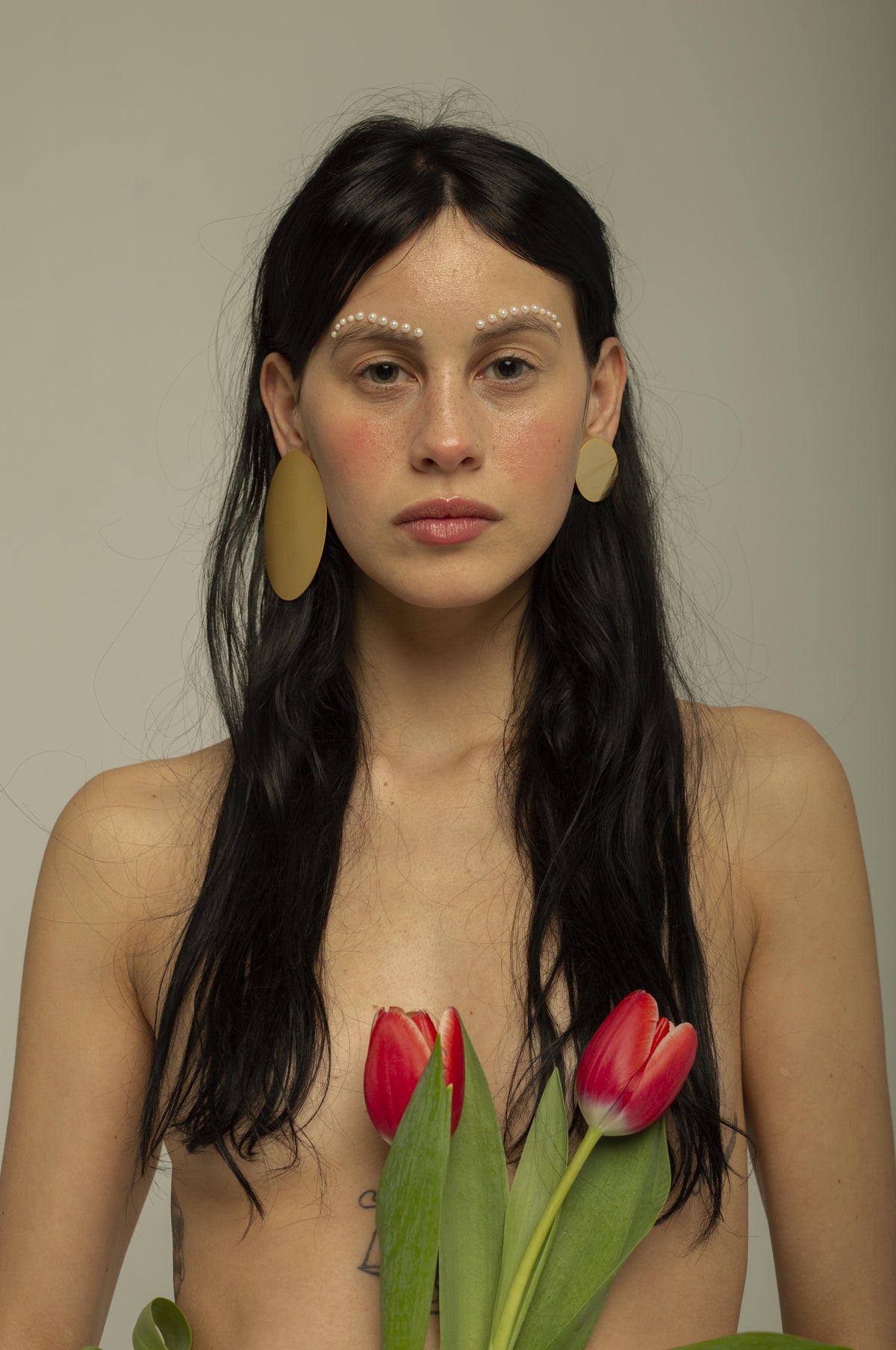Pendientes Point XL baño de oro 24 ct brillo, detalle 3
