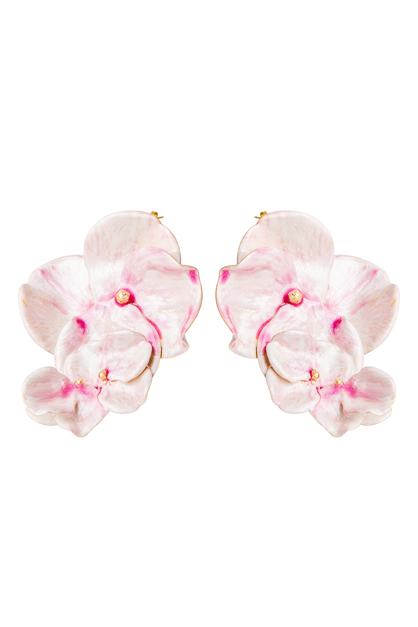 Grande boucle d'oreille fleur Havane en or ou émail