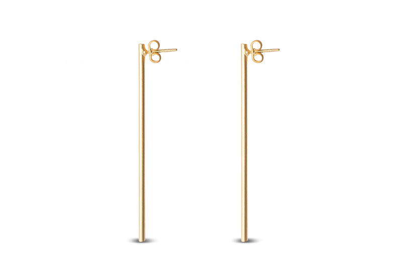 Boucle d'oreille simple Z plaqué or 24 carats mat