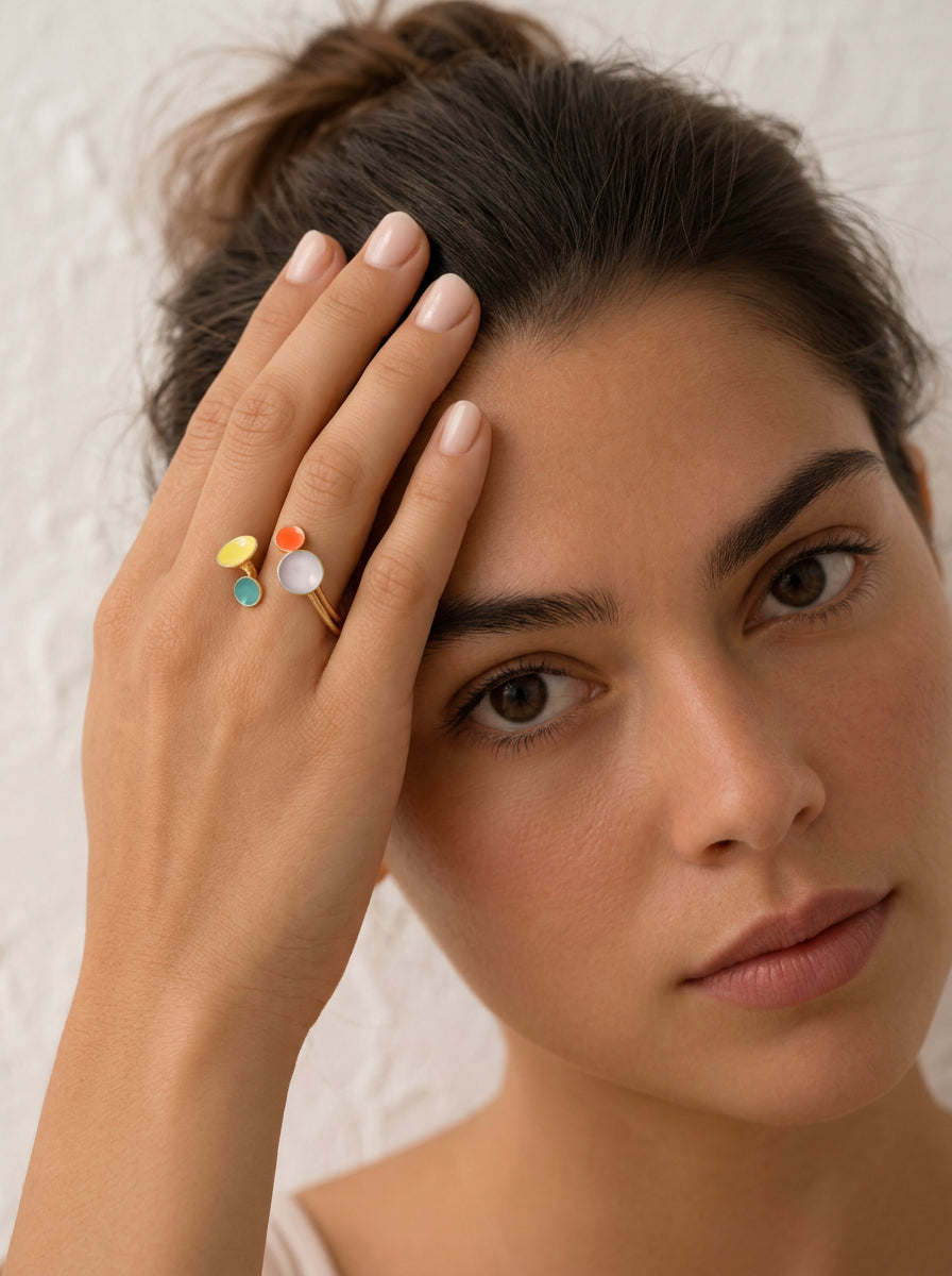 Anillo Face esmaltado a mano