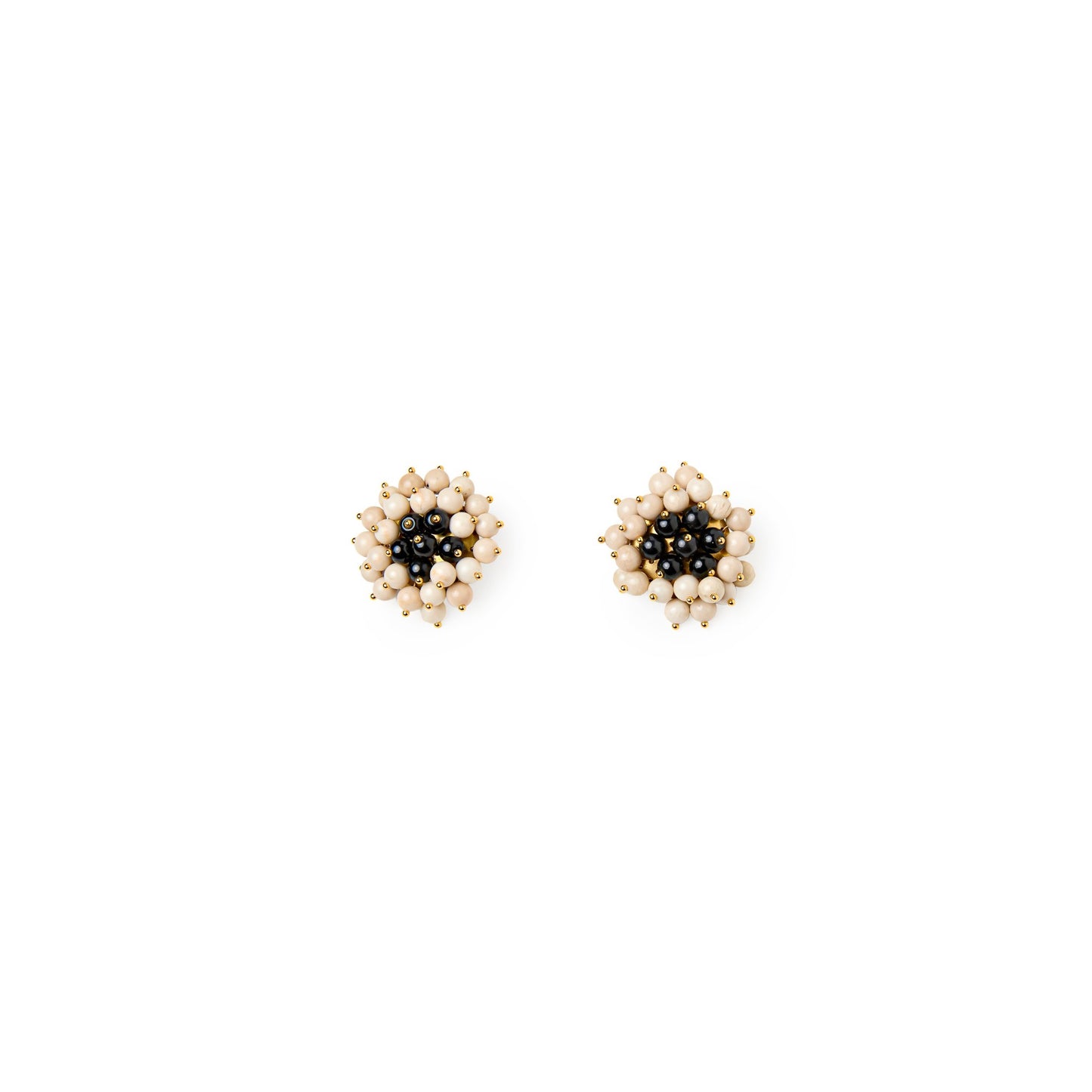Pendientes grandes Jackie en dorado mate y ágatas multicolor o Blanco y negro