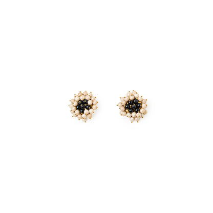 Pendientes grandes Jackie en dorado mate y ágatas multicolor o Blanco y negro