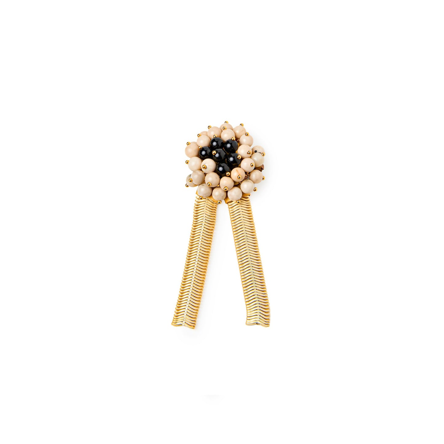 Broche Jackie con cadenas en dorado mate y ágatas multicolor o Blanco y negro Broche