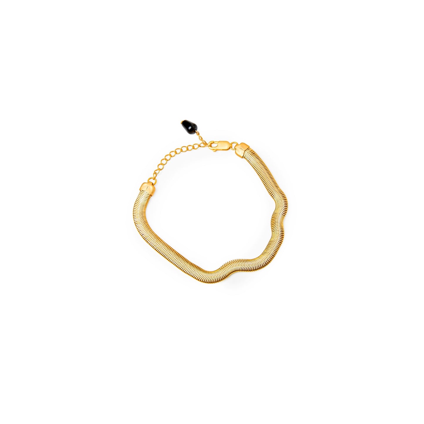 Pulsera fina Jackie dorado mate con piedra en verde (aventurina) o negro (ónix)