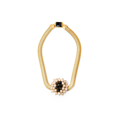 Collar Jackie Med dorado mate ágatas multicolor o Blanco y negro