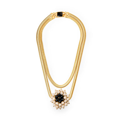 Collar Jackie Grande dorado mate ágatas multicolor o Blanco y negro