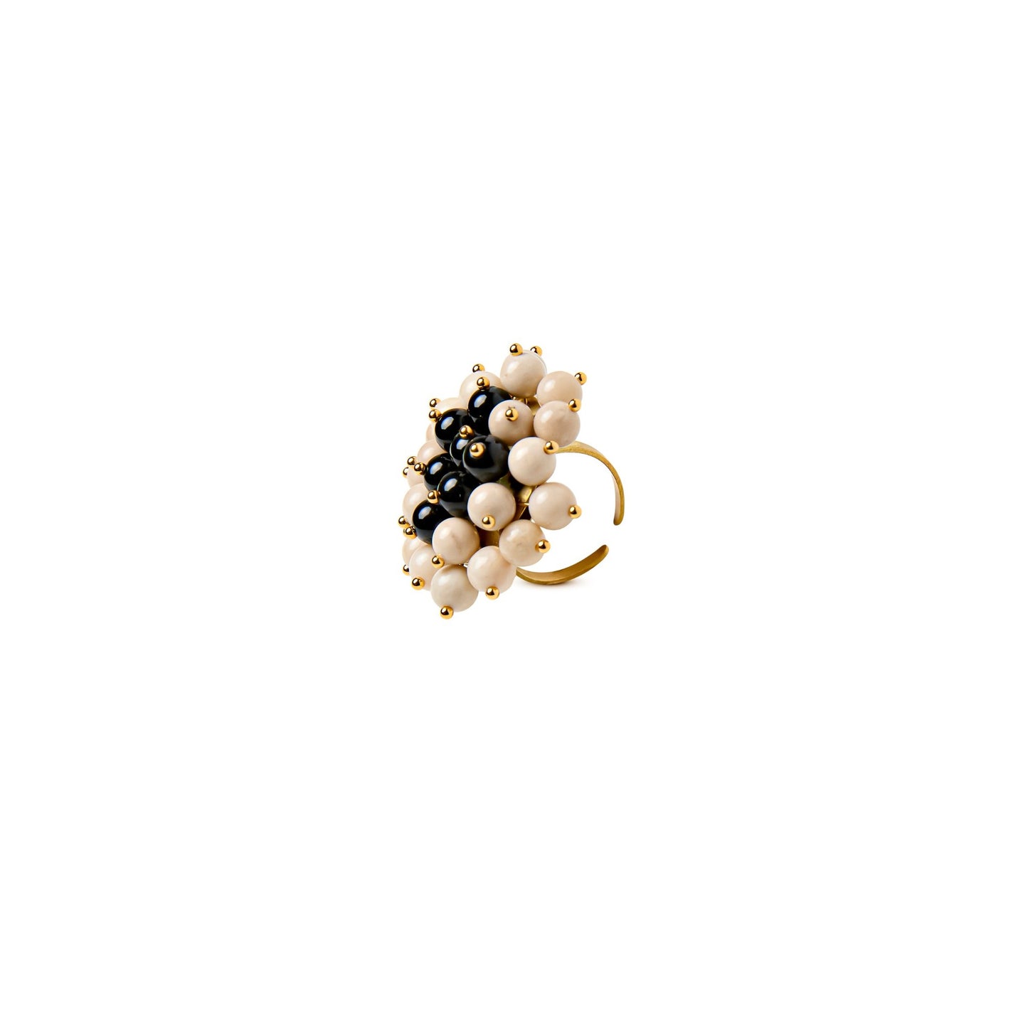 Anillo Jackie XL dorado mate ágatas multicolor o Blanco y negro