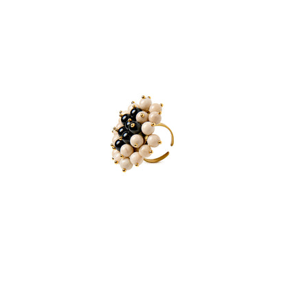 Anillo Jackie XL dorado mate ágatas multicolor o Blanco y negro