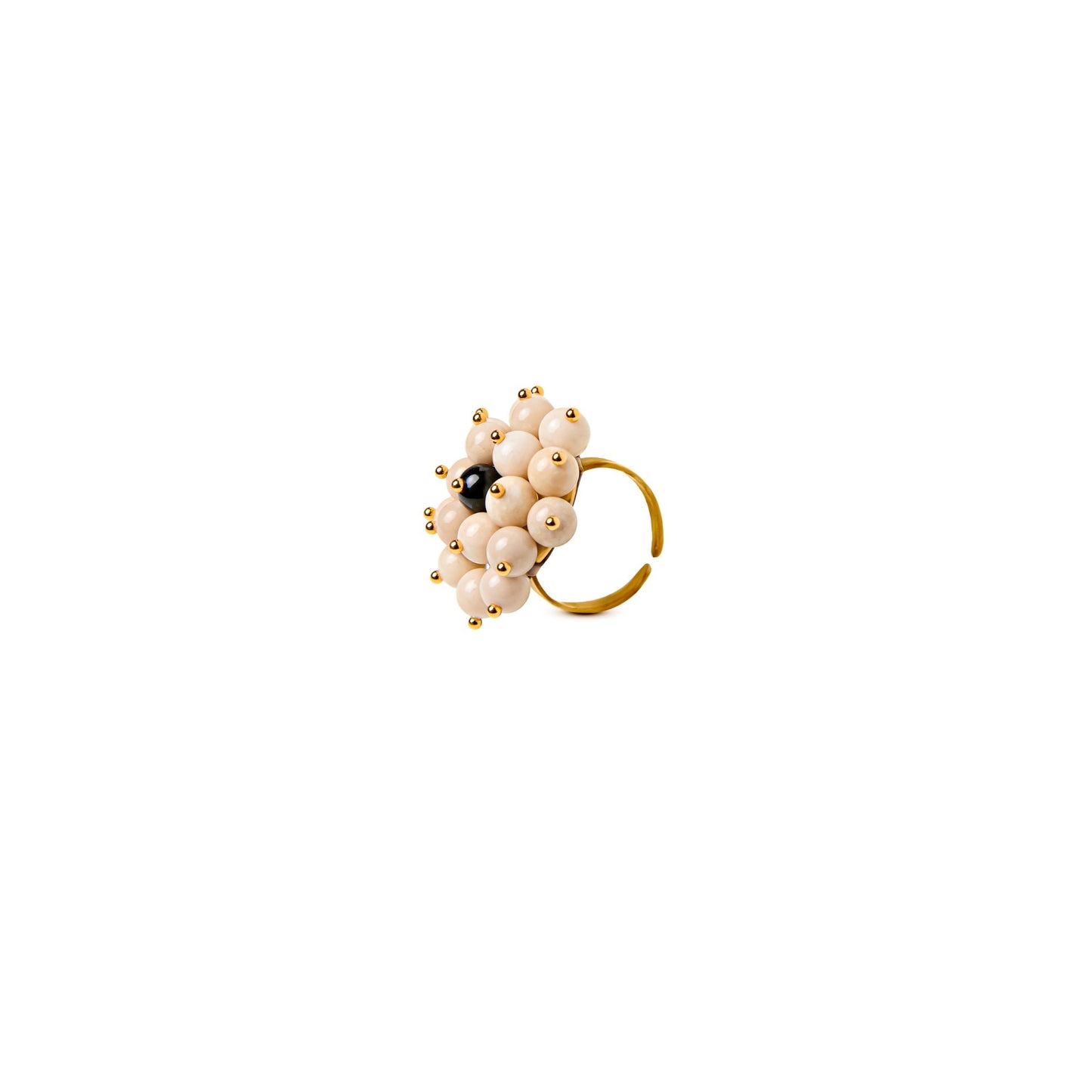 Anillo Jackie Mediano dorado mate ágatas multicolor o Blanco y negro
