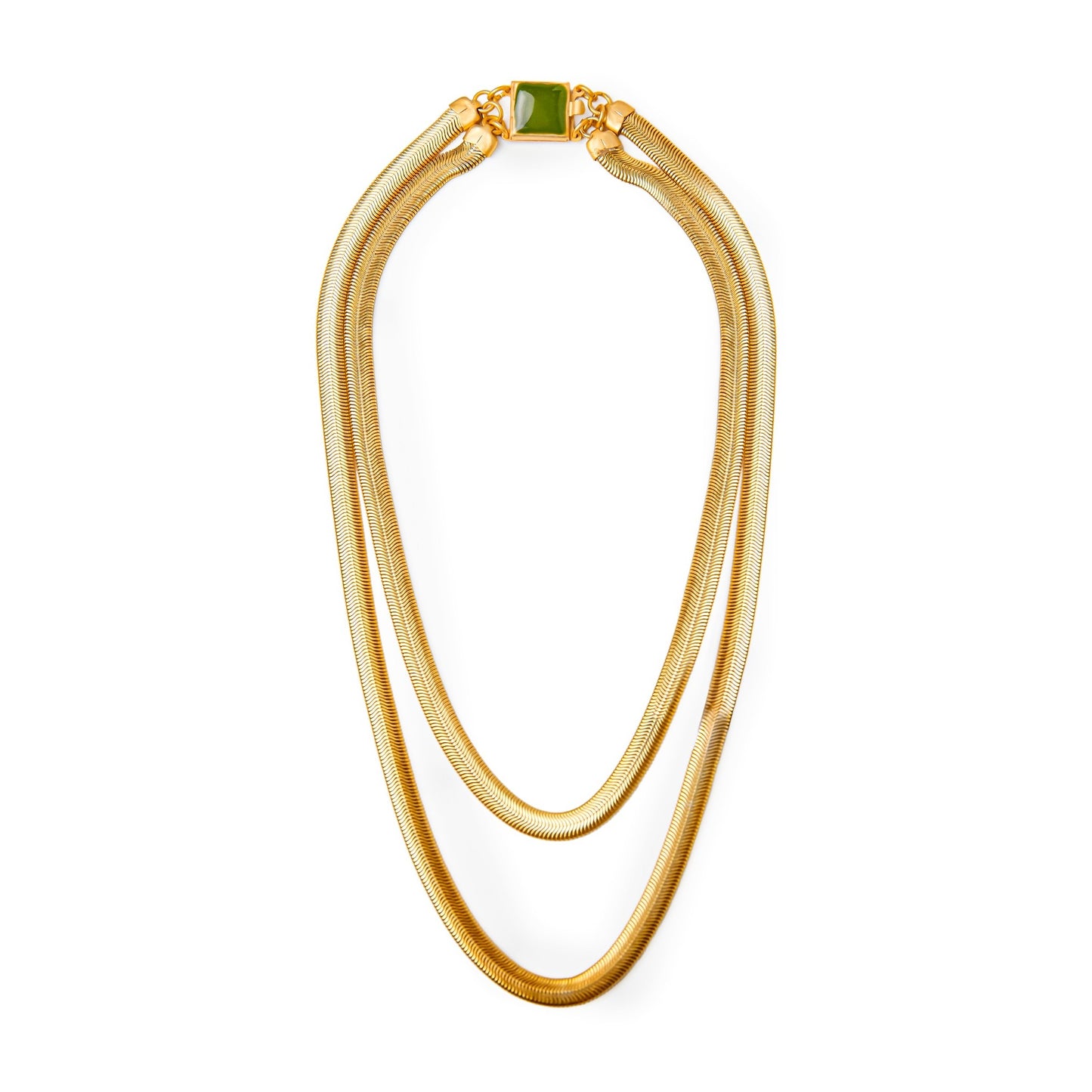Gargantilla doble fina Jackie dorado mate con cierre esmaltado en verde o negro