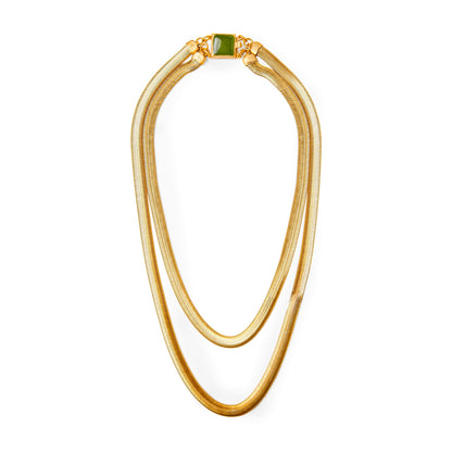 Gargantilla doble fina Jackie dorado mate con cierre esmaltado en verde o negro