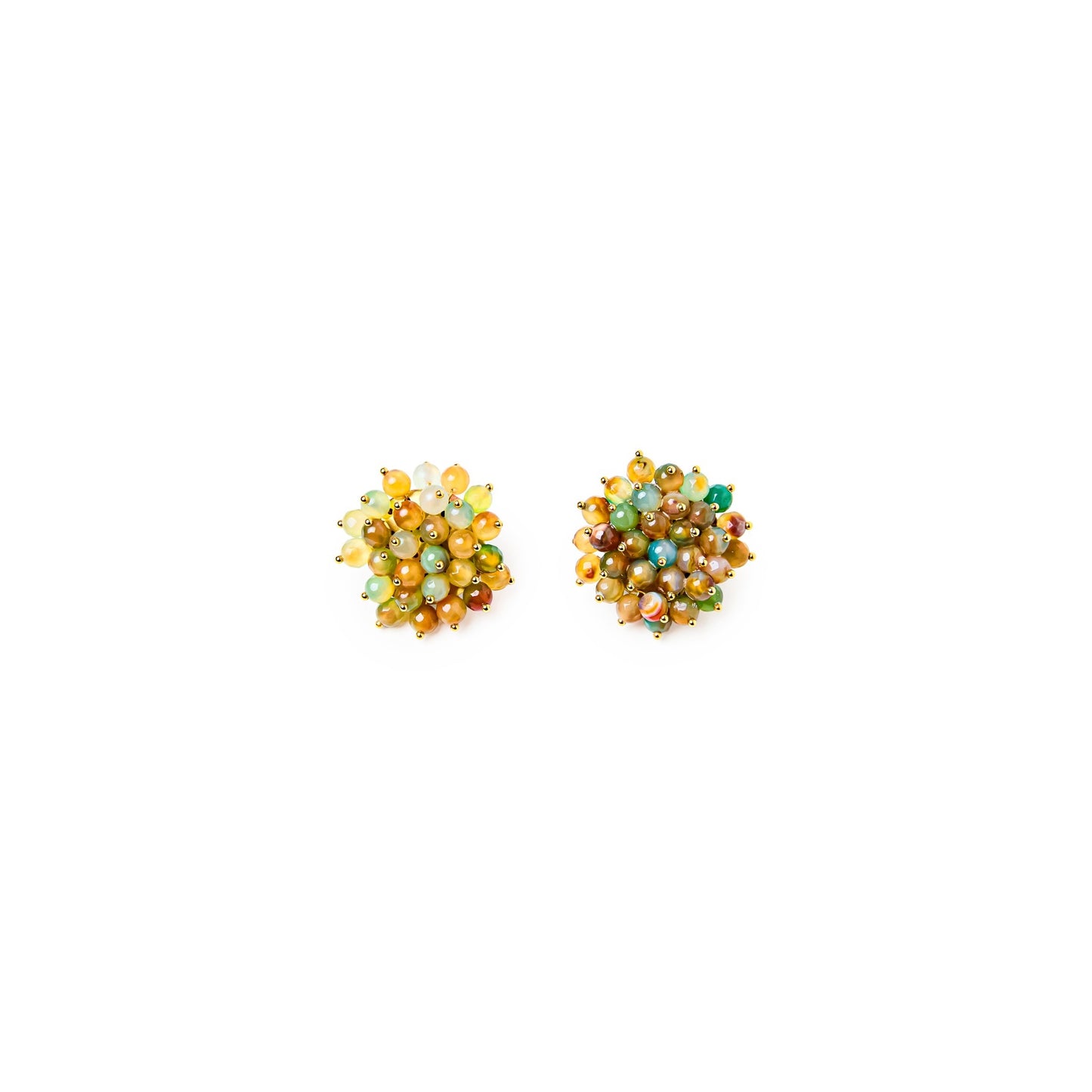 Pendientes grandes Jackie en dorado mate y ágatas multicolor o Blanco y negro