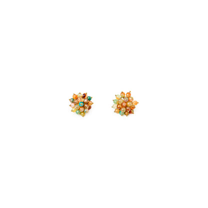 Pendientes medianos Jackie en dorado mate y ágatas multicolor o Blanco y negro
