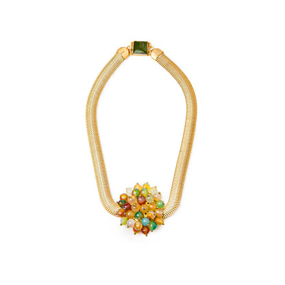 Collar Jackie Med dorado mate ágatas multicolor o Blanco y negro