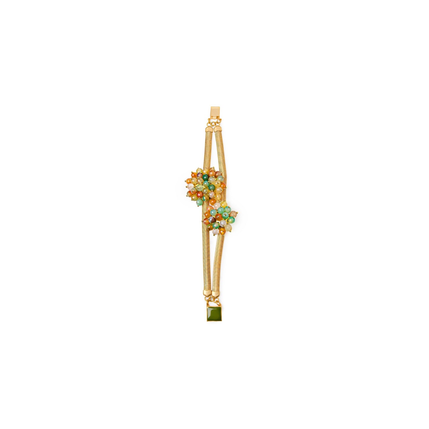 Pulsera Jackie XL dorado mate ágatas multicolor o Blanco y negro