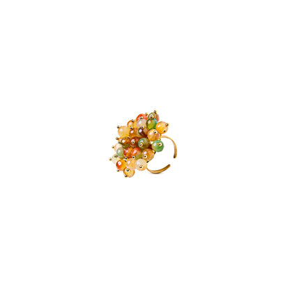 Anillo Jackie XL dorado mate ágatas multicolor o Blanco y negro