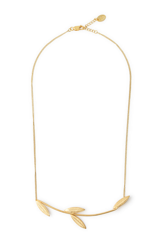 Medium matte gold Leaf necklace 24ct gold plating