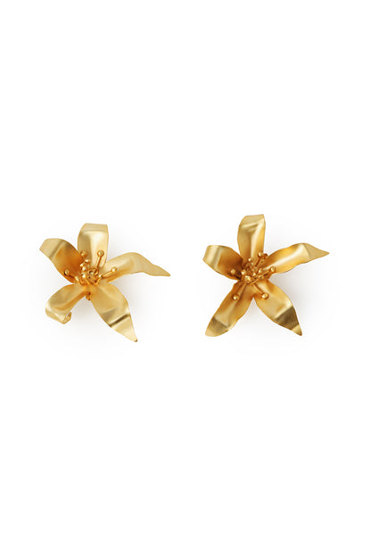 Large matte gold Flowers earring 24ct gold plated