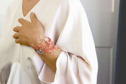 Brazalete Coral XL baño de oro 24ct y esmaltado a mano