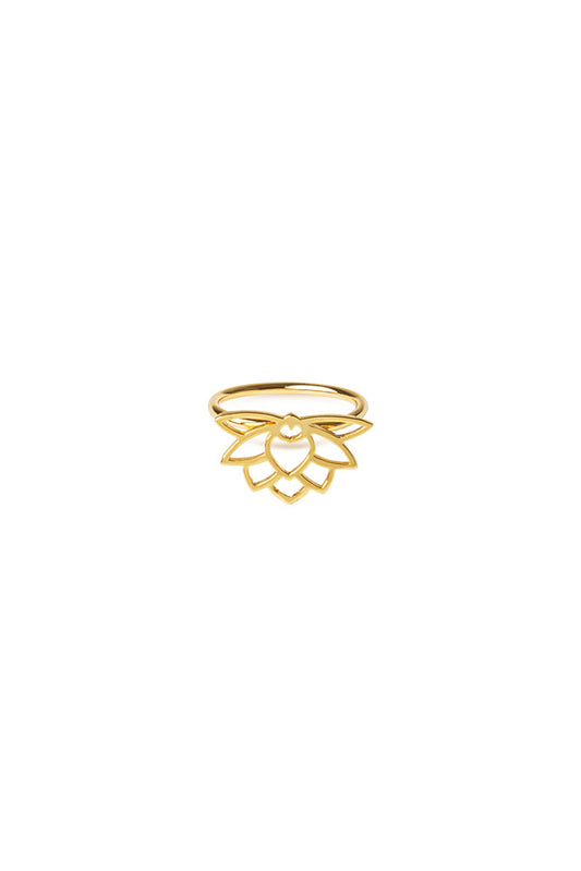 Manila S Lotus Flower Ring in glossy or matte gold