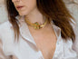 Collar Jackie Med dorado mate ágatas multicolor o Blanco y negro