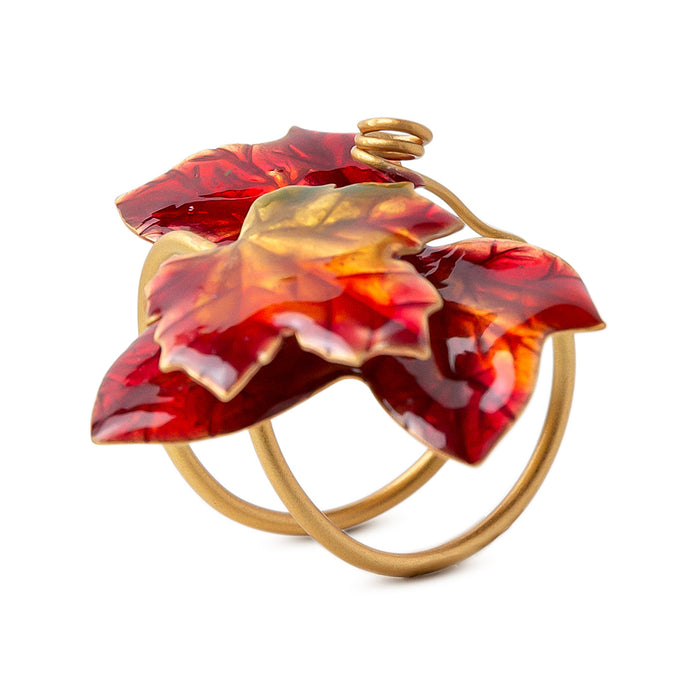 Anillo ajustable Hiedra y Ramas baño de oro 24 ct