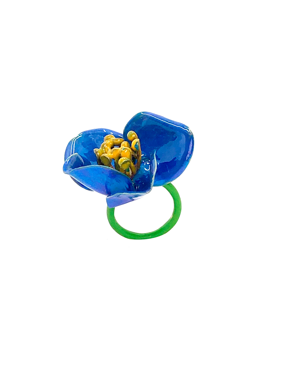 Anillo amapolas azules esmaltado a mano