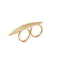 Anillo Hoja doble dorado mate baño de oro 24 ct