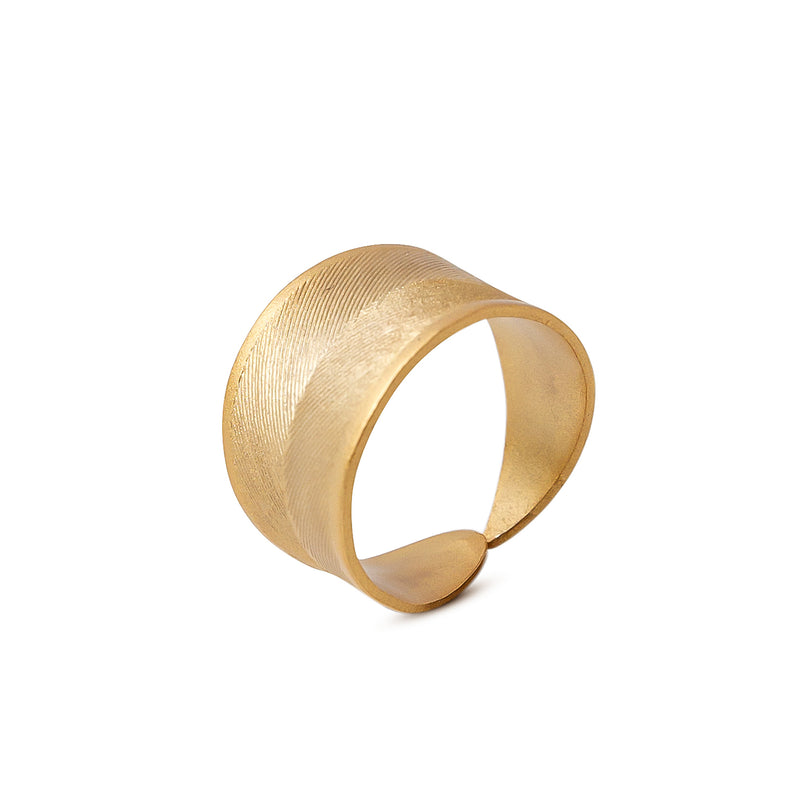Anillo Hoja dorado mate baño de oro 24 ct