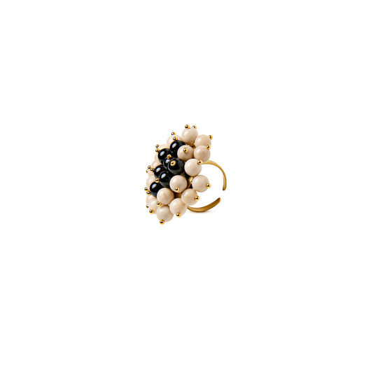Anillo Jackie XL de ágatas dorado mate, detalle 2