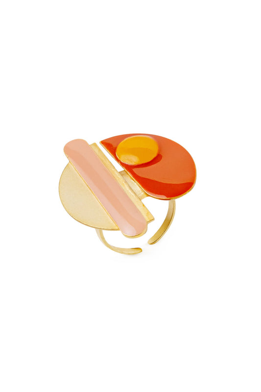 Anillo KEL baño de oro 24 ct y esmaltado a mano, detalle 2