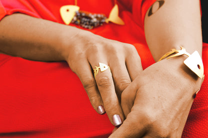 Anillo Raspa baño de oro 24 ct, detalle 2